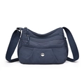 Borsa a tracolla minimalista in nylon blu navy con tasche multiple e tracolla regolabile - Blu