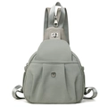 Zaino e borsa a tracolla grigia in tessuto oxford impermeabile con logo in metallo - Grigio