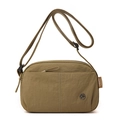 Lightweight khaki puff crossbody bag with adjustable wide strap for daily fashion use - Coffee