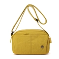 Lightweight bright yellow nylon crossbody puffer bag with zipper pocket and adjustable strap - Gardenia Yellow