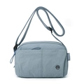Lightweight Morandi blue crossbody bag with multiple pockets and adjustable shoulder strap - Haze Blue