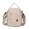 Beige nylon crossbodytas met verstelbare riem en meerdere ritsvakken voor heren - Khaki