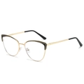 Montatura per occhiali cat-eye chic in metallo bicolore nero e oro con lenti anti-blu - Montatura Oro Nero / Trasparente (Anti-luce blu)