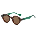 Steampunk round sunglasses with amber frames and green temples for men and women - Tea Frame Tea Lens