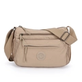 Beige Oxford crossbodytas met meerdere ritsen en een verstelbare schouderriem - Khaki