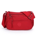 Rode nylon schoudertas met meerdere ritsvakken en verstelbare riem voor dames - Rood