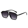 Classic black pilot aviator sunglasses with gradient lenses and silver arrow detail - Black Frame Double Gray Lens
