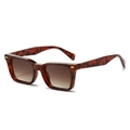 Classic tortoise shell square sunglasses with brown gradient lenses and gold accents - Leopard Frame Gradient Brown Lens