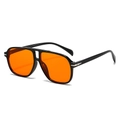 Classic aviator sunglasses with black frame, orange lenses and double bridge design - Black Frame Orange Lens