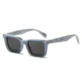 Retro square sunglasses with gray blue marble frame and silver rivet details - Blue Marble Texture Frame Grey Lens