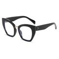 Gafas de ojo de gato con filtro de luz azul montura negra y puente metálico dorado - Marco negro brillante