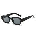 Retro black oval sunglasses with thick frames and golden rectangular metal rivets - Black Frame Grey Lens