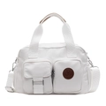 White canvas crossbody bag with multi-pocket design and adjustable shoulder strap - Off-white