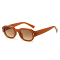 Narrow vintage sunglasses with orange frames, tea gradient lenses and gold stud accents - Tea Frame Gradient Tea Lens