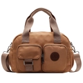 Versatile tan nylon crossbody bag with multi-pocket design and adjustable strap - Khaki