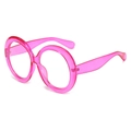 Übergroße runde Modebrille mit durchsichtigem rosa Rahmen und klaren Gläsern für Damen - Lila Rahmen
