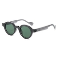 Steampunk round frame sunglasses in smoke gray translucent acetate with green lenses - Grey Frame Dark Green Lens