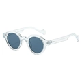 Steampunk round sunglasses with transparent blue frames and blue UV lenses - Transparent Frame Grey Lens