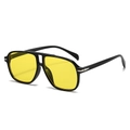 Double bridge sunglasses featuring a black frame and yellow lenses with metal arrow detail - Black Frame Yellow Lens