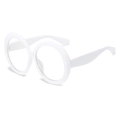 Oversized white round frame glasses with transparent lenses and lightweight plastic finish - White Frame