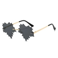 Lunettes de soleil sans monture en forme de feuille d'érable avec branches dorées - Standard / Tout Gris