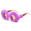 Occhiali da sole rotondi con pelliccia sintetica viola e montatura sfumata - Pelliccia Viola