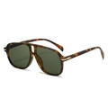 Classic aviator sunglasses with brown tortoiseshell frame and dark green lenses - Leopard Frame Dark Green Lens