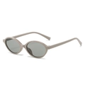 Fashionable taupe oval frame sunglasses with dark grey lenses for modern women - Khaki Gray Frame Gray Lens