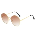 Modern irregular geometric sunglasses with gold metal frames and brown gradient lenses - Gold Frame Gradient Tea Lens