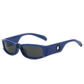 Y2K retro sport zonnebril met helderblauw kunststof montuur en donkere glazen - Blauw Frame Grijze Lenzen