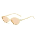 Retro oval sunglasses with a cream beige frame and translucent amber orange lenses - Creamy White Frame Champagne Lens