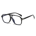 Classic black double-bridge oversized sunglasses with silver metal arrow details and clear lenses - Black Frame Clear Lenses