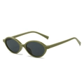 Chic olive green oval sunglasses with retro narrow resin frames and grey lenses - Regular / Standard Green Frame Grey Lenses (Incl. 13% VAT)