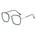 Montatura per occhiali verde scuro minimalista con ponte in metallo argento vista 45 gradi - Montatura Verde