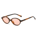 Retro oval sunglasses with dark brown tortoise frame and peach tinted lenses - Regular / Regular (Inc. 13% VAT) Leopard Frame Pink Lenses