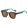 Lunettes de soleil carrées vintage ambre translucide avec rivets et branches vertes - Standard / Monture Thé Verres Thé