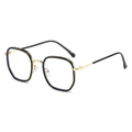 Occhiali anti-luce blu con montatura quadrata nera e oro e stanghette in metallo - Montatura Nera