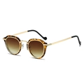 Retro oval sunglasses with tortoiseshell frame, golden metal temples and brown lenses - Tortoise Gold Frame Double Tea Lens