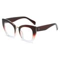 Montura de gafas cat-eye con degradado café y puente de metal dorado elegante - Degradado Té a Transparente