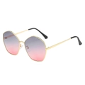Irregular octagon metal sunglasses with light gold frame and grey-pink gradient lenses - Regular / Regular (Includes 13% VAT) Gold Frame with Grey Pink Lenses