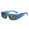 Occhiali da sole squadrati retrò con montatura blu scuro e lenti verde scuro - Montatura blu Lente verde scuro