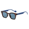 Lunettes de soleil carrées en écailles avec branches bleues et verres gris - Standard / Monture Marron Verres Gris