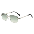 Women's rimless sunglasses with green gradient lenses and luxury rhinestone crystal trim - Regular / Regular (Inc. 13% VAT) Gold Frame Gradient Green Lenses