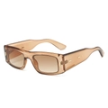 Lunettes de soleil rectangulaires vintage avec monture thé transparent et verres dégradés - Monture Champagne Verre Double Thé