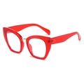 Cat eye blue light glasses with bright red translucent frame and golden bridge - Red Frame