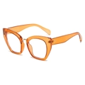 Stylish oversized cat eye glasses with transparent orange frames and metal rivets - Orange Frame