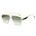 Frameless square sunglasses with green gradient lenses and golden metal frames - Gold Frame Gradient Green