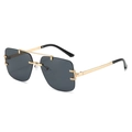 Chic rimless square sunglasses with gold metal frame and dark grey tinted lenses - Regular / Gold Frame Grey Lens