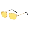 Frameless yellow lens sunglasses with gold metal temples and sparkling rhinestone trim - Regular / Standard Gold Frame Yellow Lenses (Incl. 13% VAT)