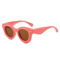 Occhiali da sole cat-eye rosa spessi con lenti marroni e dettagli in metallo dorato - Regolare / Montatura Rosa Lenti Tè